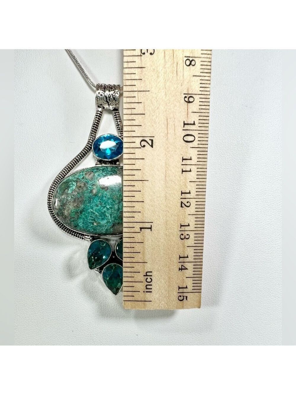 Shattukite Blue Topaz 925 Gemstone Pendant & Earrings - Picture 7 of 8